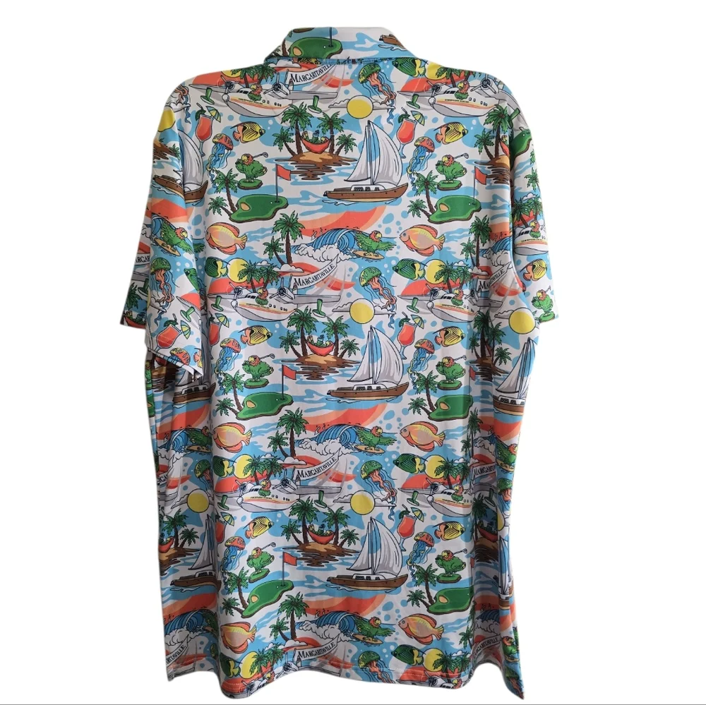 Pins & Aces Margaritaville Pins In Paradise Golf Polo XL Hawaiian Athletic Fit - Picture 4 of 7